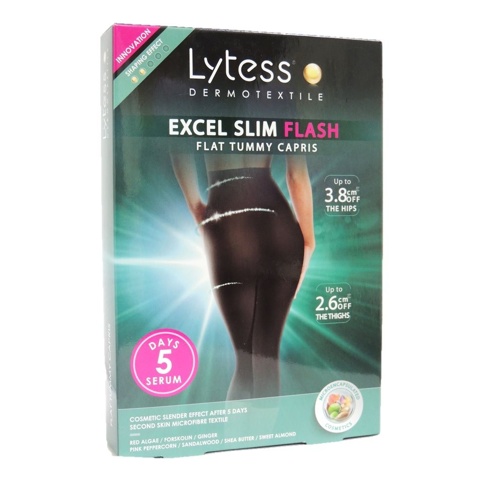 Lytess Excel Slim Flash Flat Tummy Capris Black S/M PF00758A - Easy Pharmacy LLC