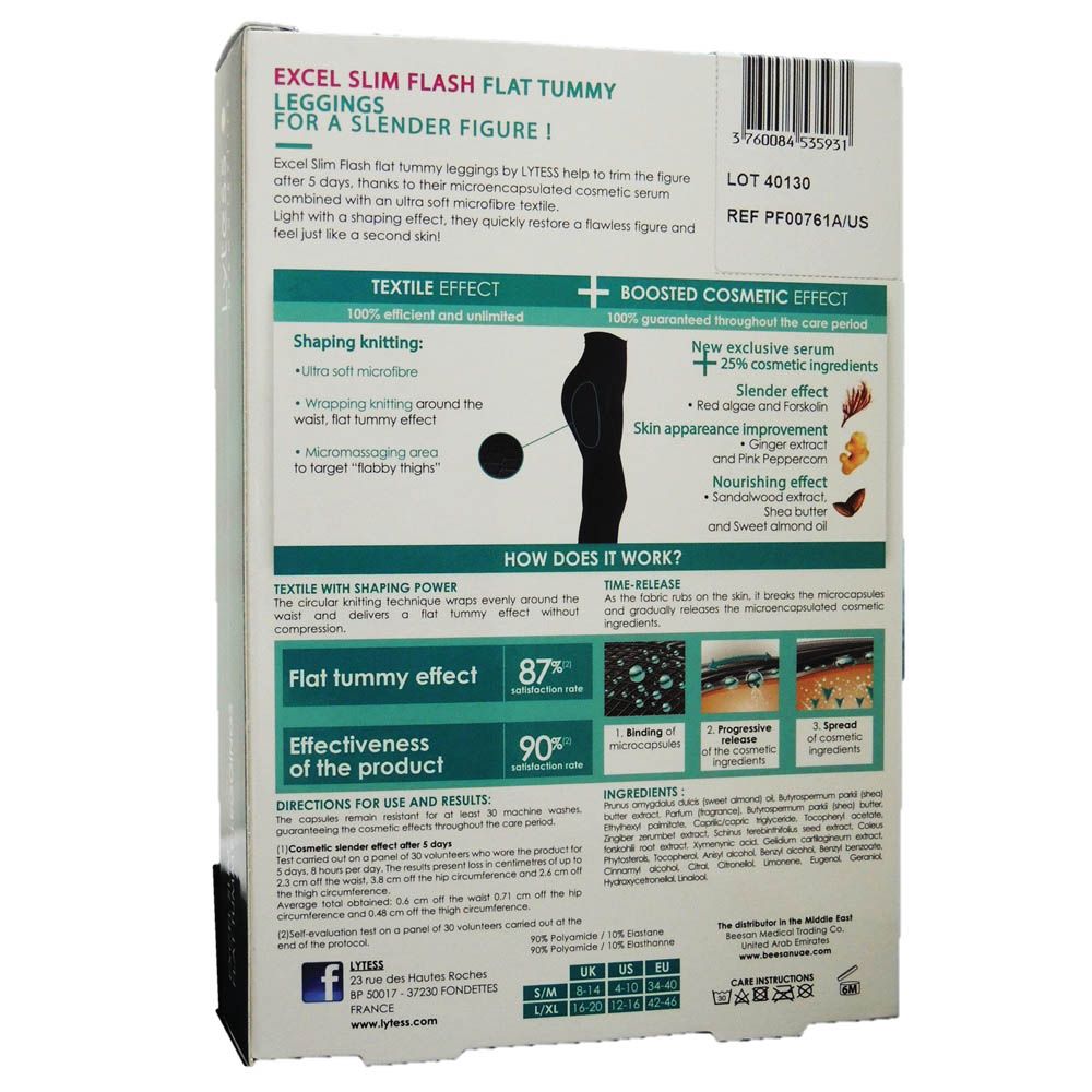 Lytess Excel Slim Flash Flat Tummy Leggings Black L/XL PF00761A - Easy Pharmacy LLC