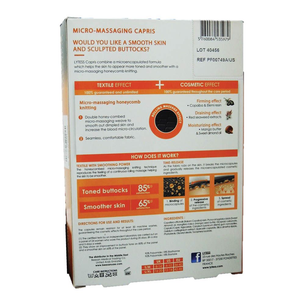 Lytess Anti-Cellulite Micro-Massaging Capris White L/XL PF00749A - Easy Pharmacy LLC