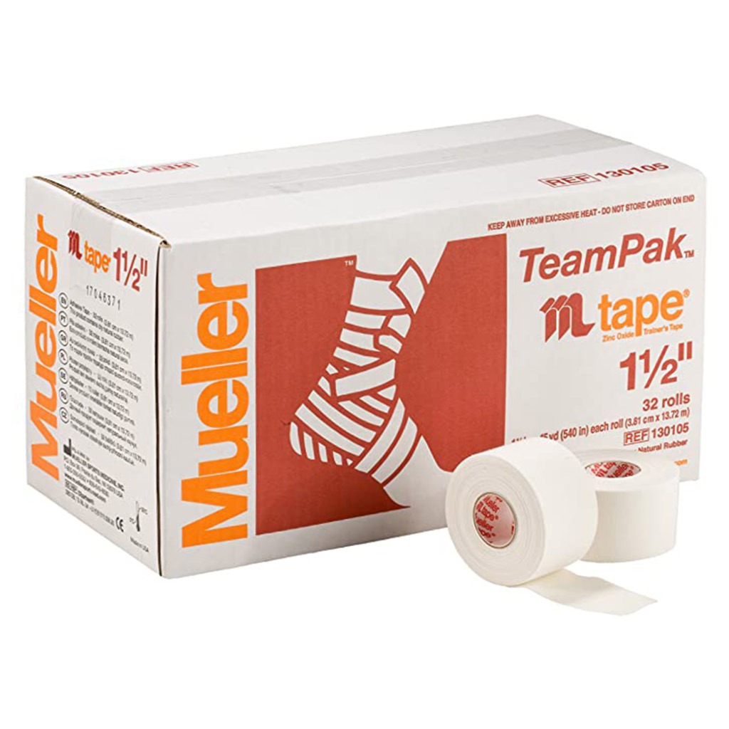 Mueller MTape Zinc Oxide Athletic Trainer's Tape 1.5" x 15 Yards Rolls, Pack of 32 - Easy Pharmacy LLC