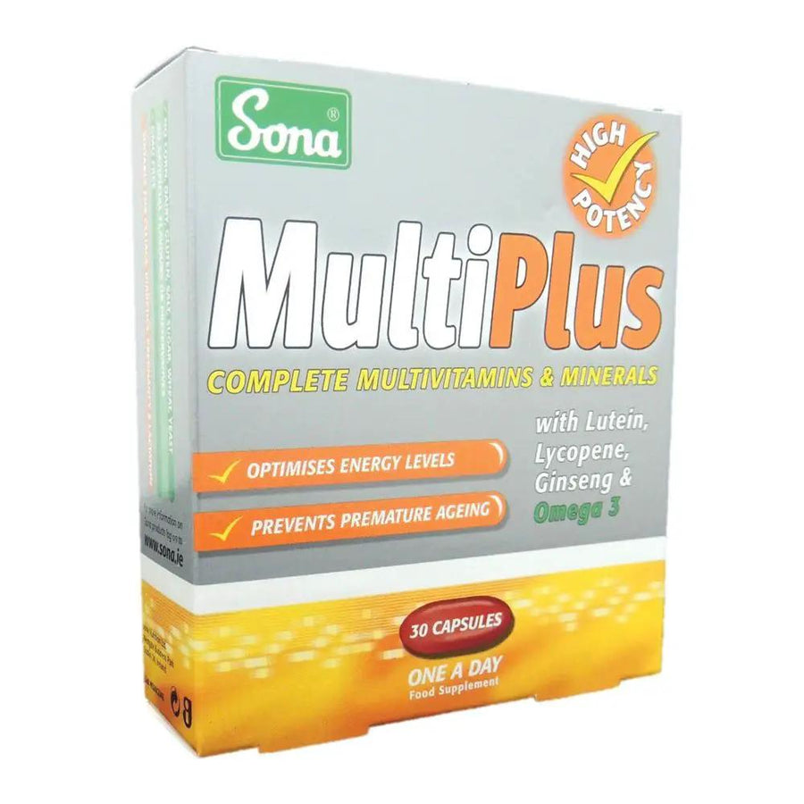 Sona Multiplus Multivitamin Capsules With Ginseng, Lutein, Omega 3 & Lycopene, Pack of  30's