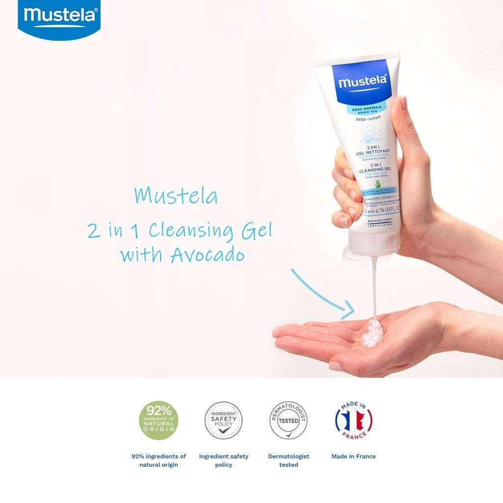 Mustela Baby 2 in 1 Cleansing Gel For Hair & Body 200 mL - Easy Pharmacy LLC