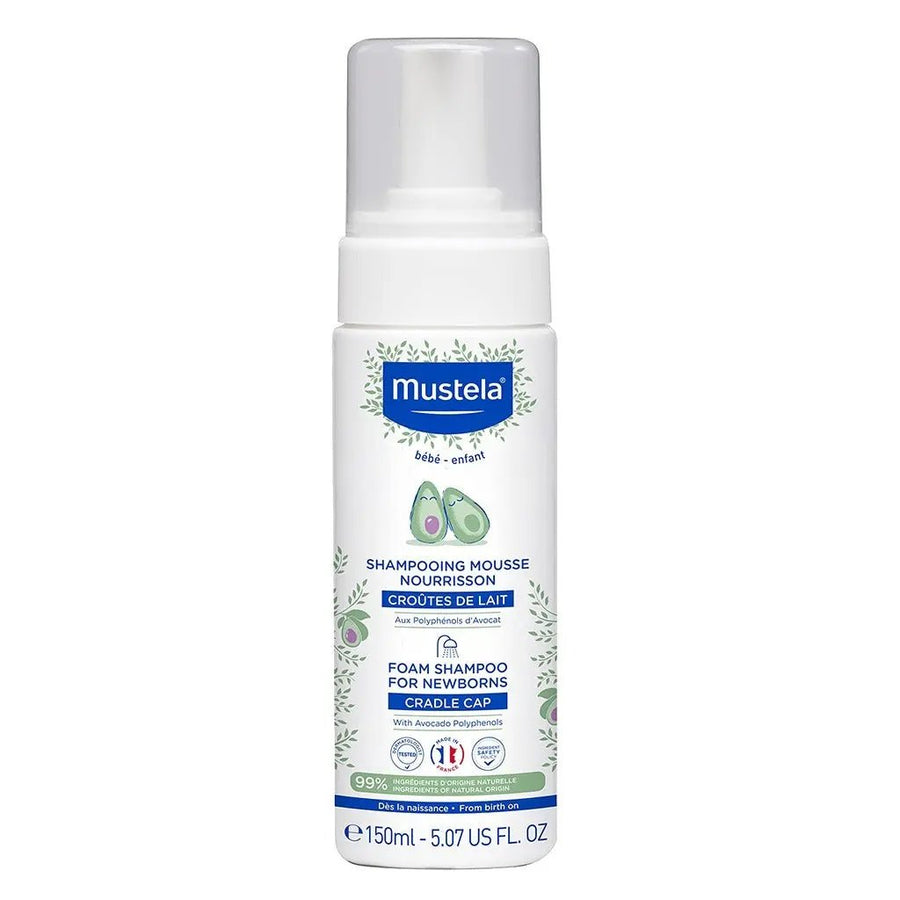Mustela Baby Cradle Cap Foam Shampoo For Newborn, Tear-Free & Fragrance-Free 150ml