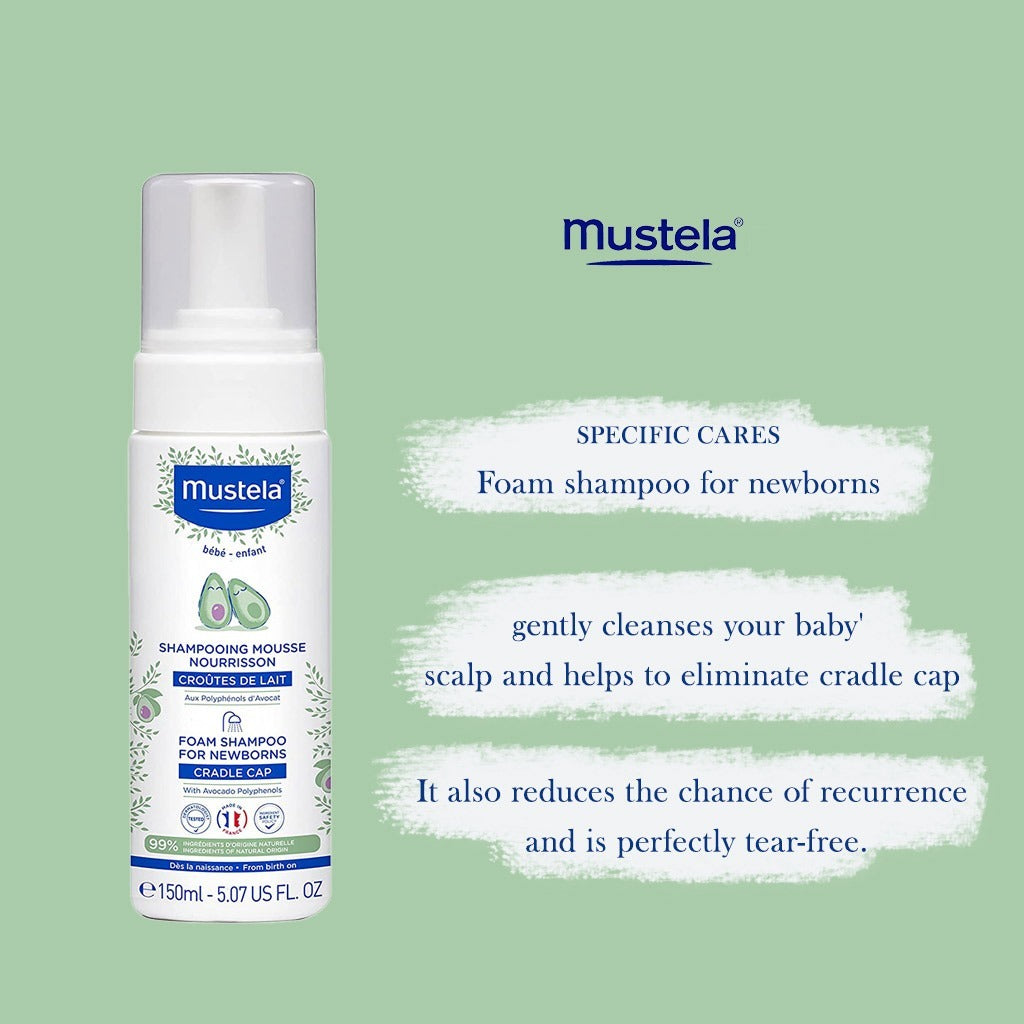 Mustela Baby Cradle Cap Foam Shampoo For Newborn, Tear-Free & Fragrance-Free 150ml - Easy Pharmacy LLC