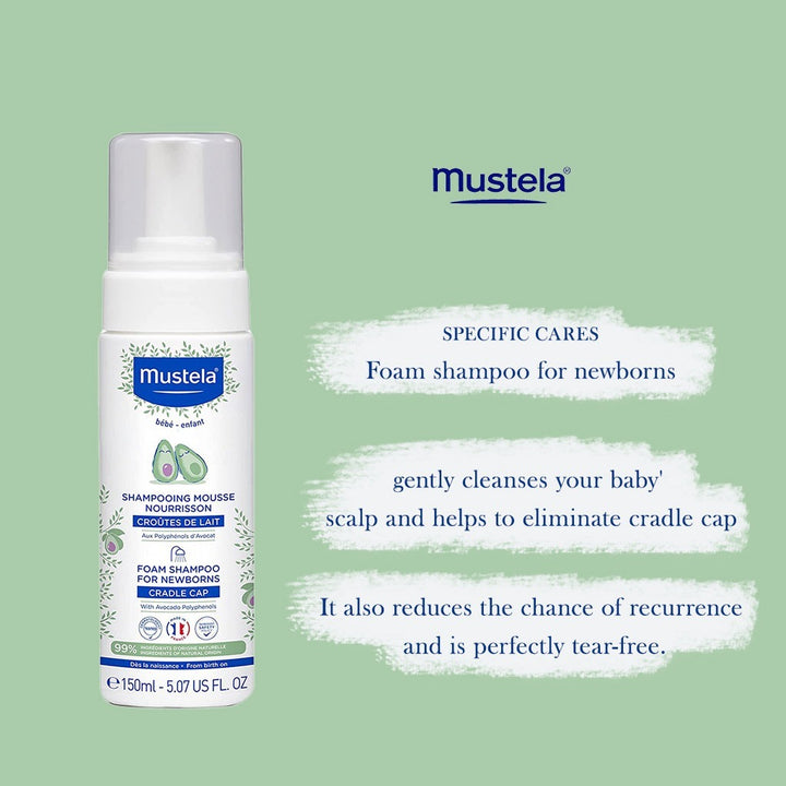 Mustela Baby Cradle Cap Foam Shampoo For Newborn, Tear-Free & Fragrance-Free 150ml - Easy Pharmacy LLC