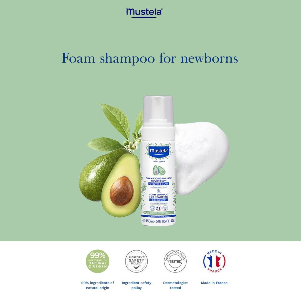 Mustela Baby Cradle Cap Foam Shampoo For Newborn, Tear-Free & Fragrance-Free 150ml - Easy Pharmacy LLC