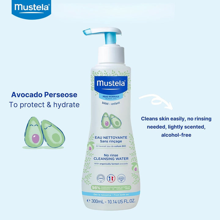 Mustela Baby No-Rinse Cleansing Water For Face & Diaper Area 300ml - Easy Pharmacy LLC