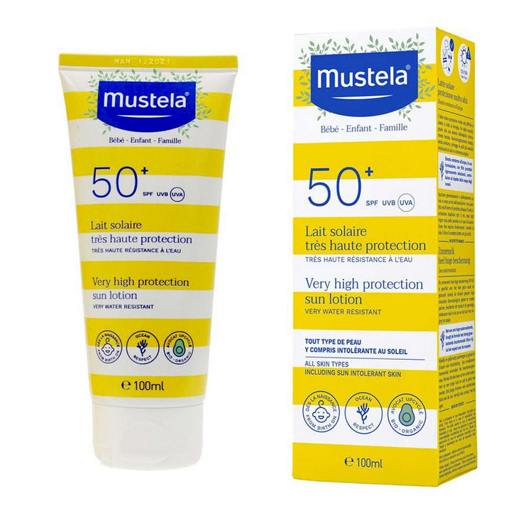 Mustela Very High Protection SPF50+ Sunscreen Lotion For Face and Body, Water Resistant 100ml - Easy Pharmacy LLC
