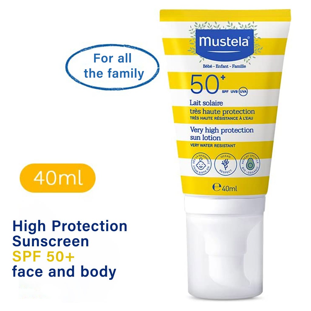 Mustela Very High Protection SPF50+ Facial Sunscreen Lotion For Baby, Water Resistant 40ml - Easy Pharmacy LLC
