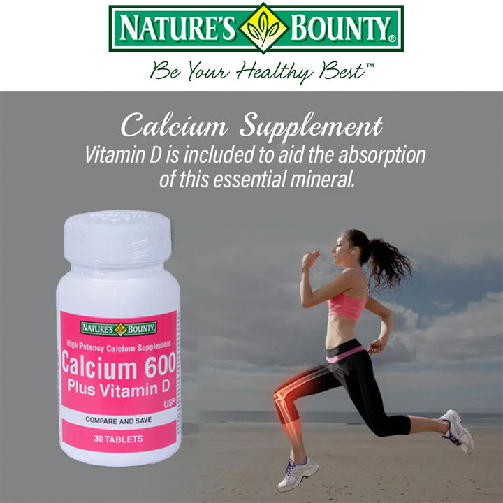 Nature's Bounty Calcium 600 Plus Vitamin D Tablets 30's - Easy Pharmacy LLC