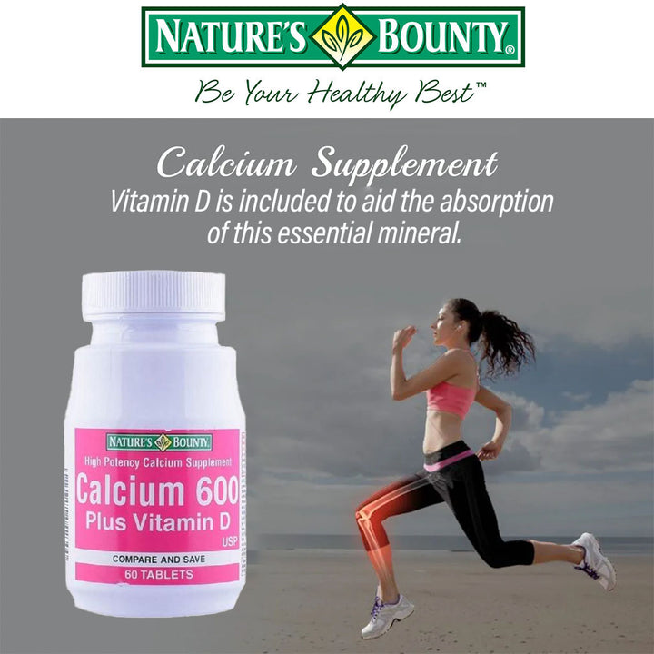 Nature's Bounty Calcium 600 Plus Vitamin D Tablets 60's - Easy Pharmacy LLC
