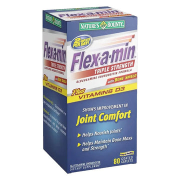 Nature’s Bounty Flex-a-Min Triple Strength Caplets – Joint & Bone Wellness Support, 80 Count