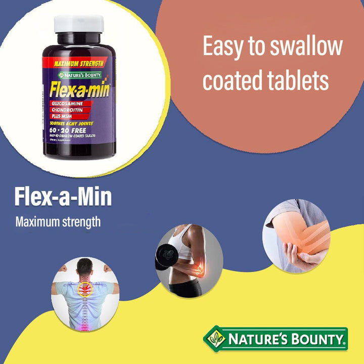 Nature's Bounty Flex-a-min Maximum Strength Glucosamine Supplement Tablets For Joints, Pack of 60's - Easy Pharmacy LLC