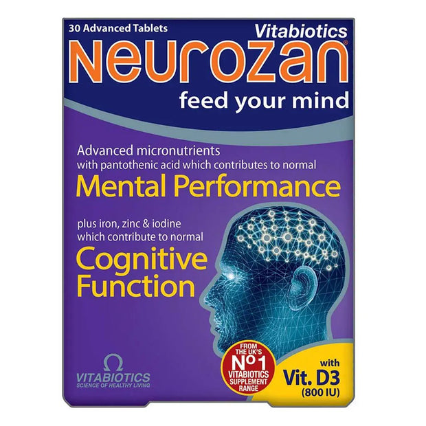 Vitabiotics Neurozan Mind Booster Supplement Tablets For Healthy Mental & Cognitive Function, Pack of 30's
