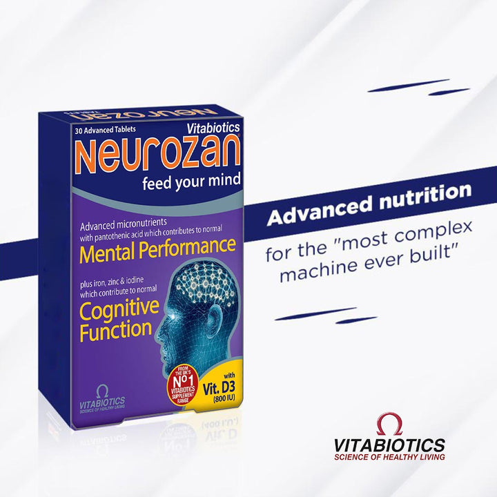 Vitabiotics Neurozan Mind Booster Supplement Tablets For Healthy Mental & Cognitive Function, Pack of 30's - Easy Pharmacy LLC