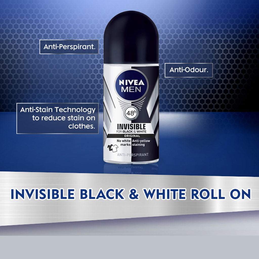 Nivea Men Invisible For Black & White Roll-On - Easy Pharmacy LLC