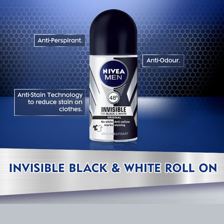 Nivea Men Invisible For Black & White Roll-On - Easy Pharmacy LLC