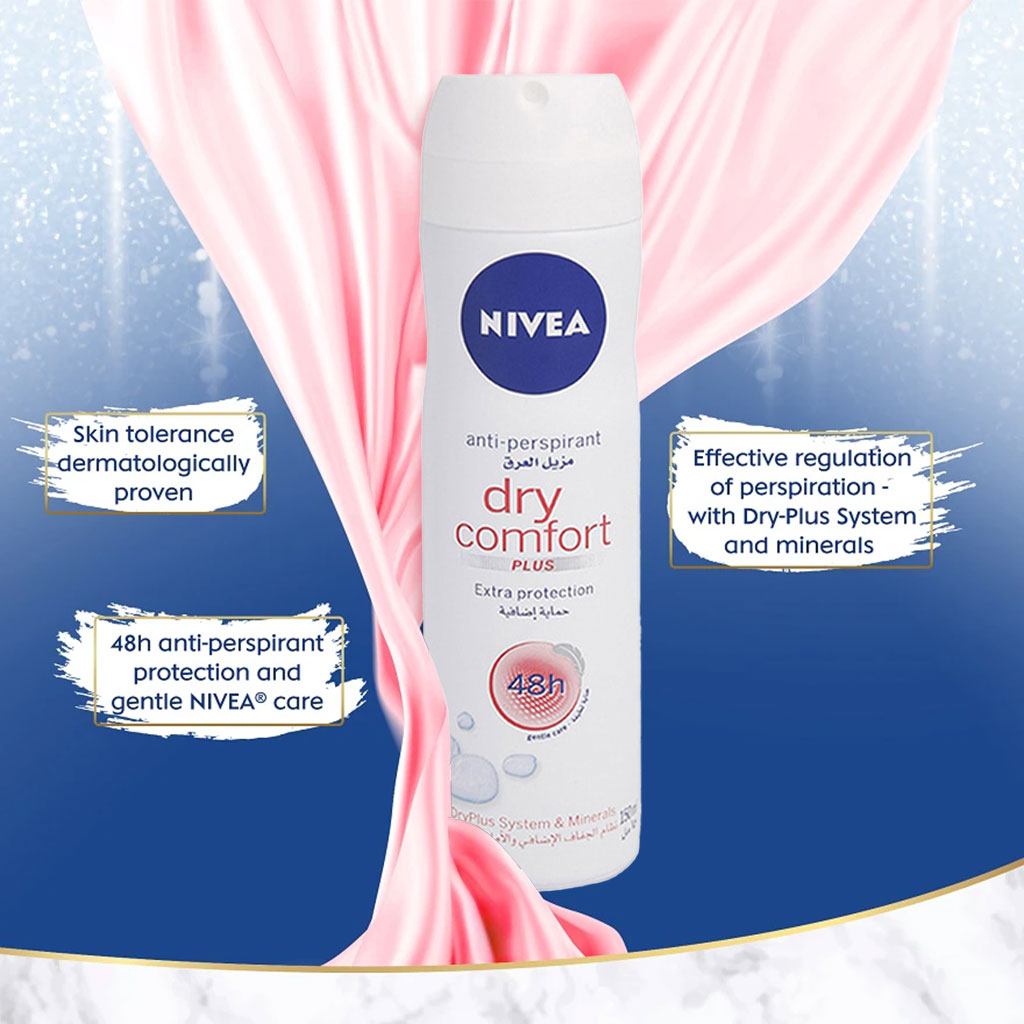 Nivea Dry Comfort Plus Antiperspirant Spray 150 mL - Easy Pharmacy LLC