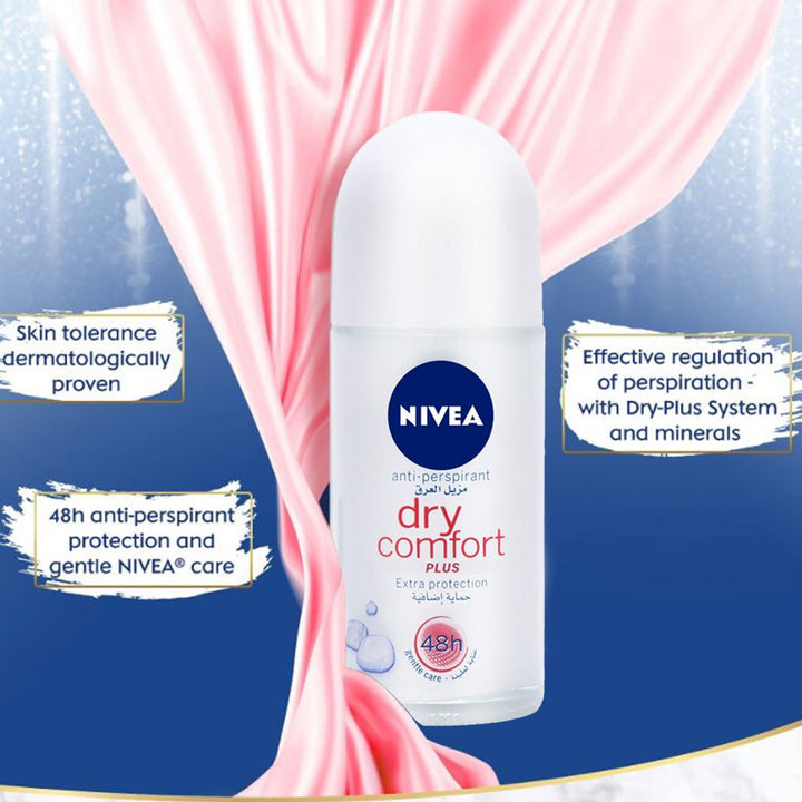 Nivea Dry Comfort Plus Female Deodorant Roll-On 50 mL - Easy Pharmacy LLC