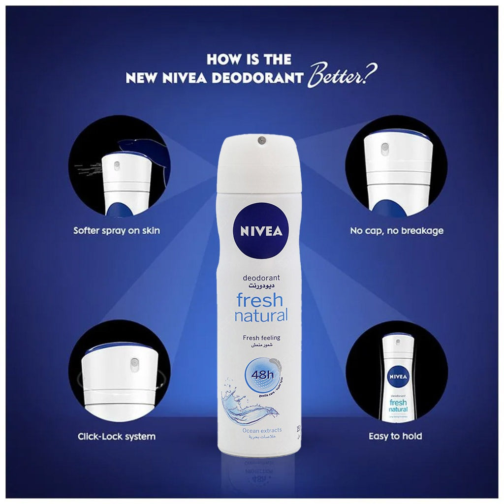 Nivea Fresh Natural Deodorant Spray 150 mL - Easy Pharmacy LLC