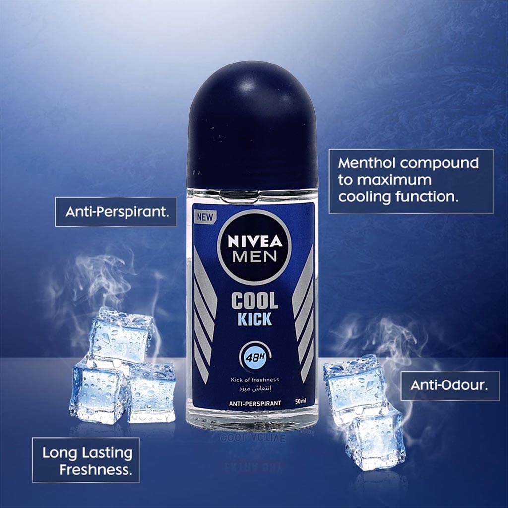 Nivea Men Cool Kick Antiperspirant Roll-On 50 mL - Easy Pharmacy LLC