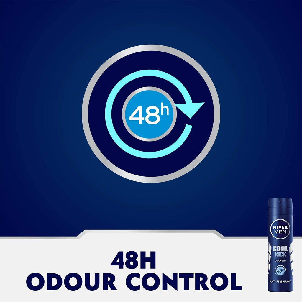 Nivea Men Cool Kick Deodorant Spray 150 mL - Easy Pharmacy LLC