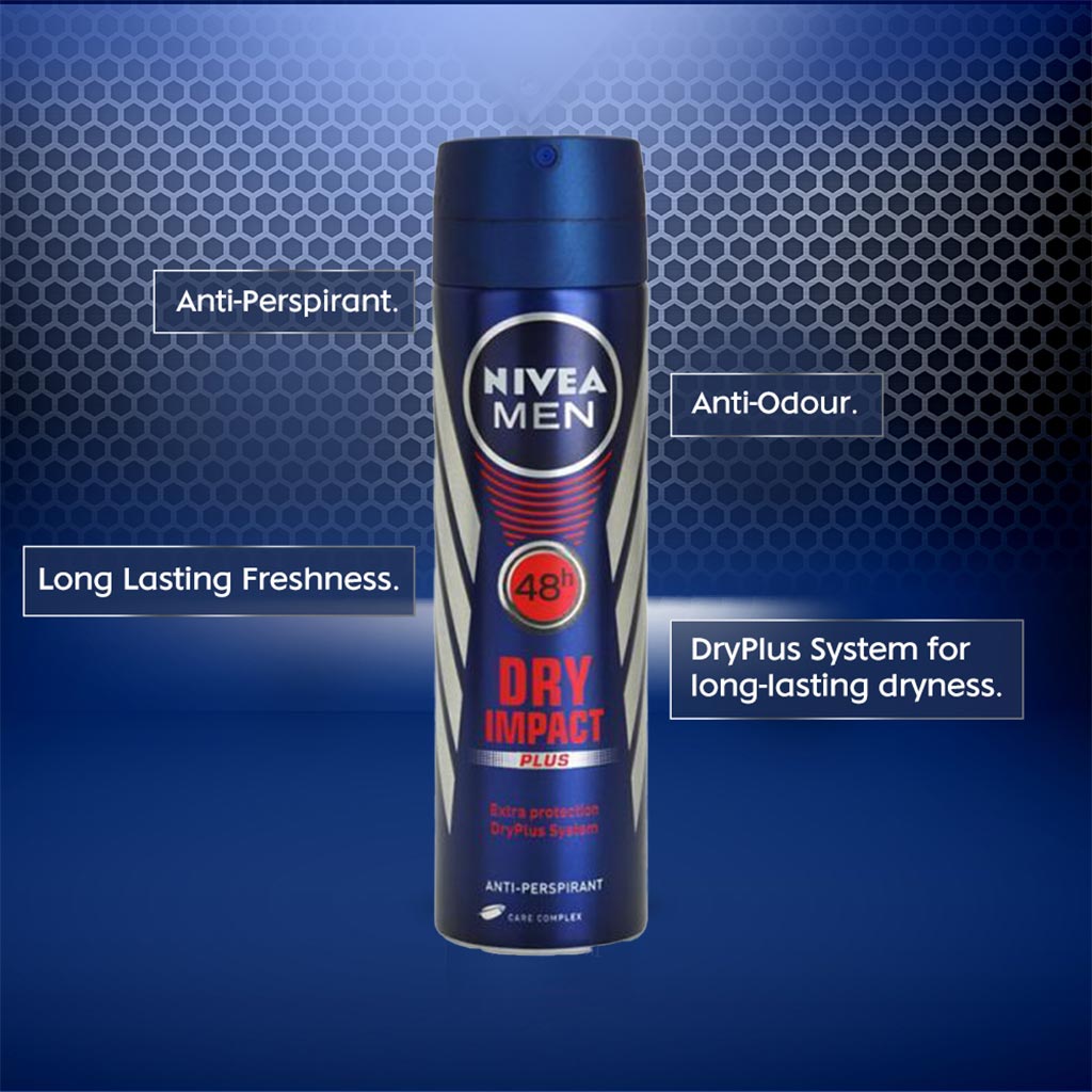 Nivea Men Dry Impact Plus Deodorant 150 mL - Easy Pharmacy LLC
