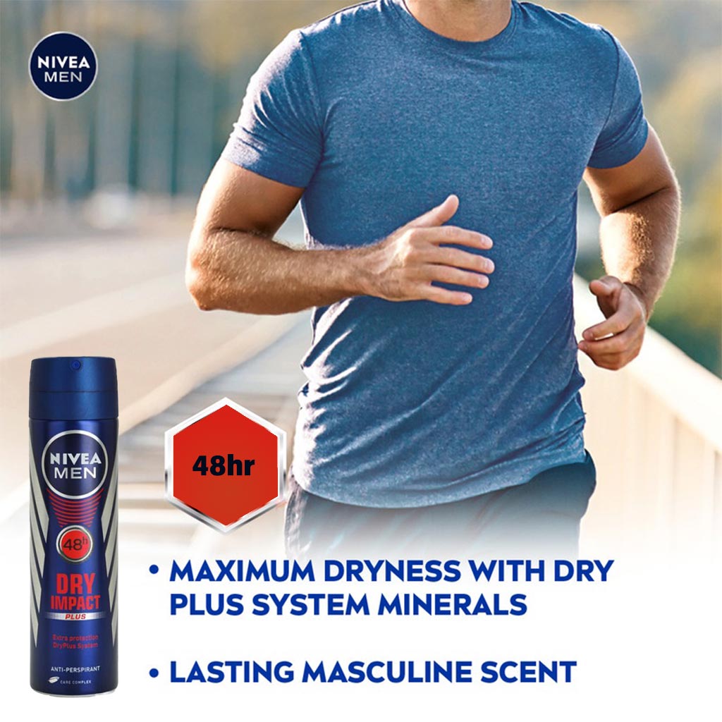 Nivea Men Dry Impact Plus Deodorant 150 mL - Easy Pharmacy LLC