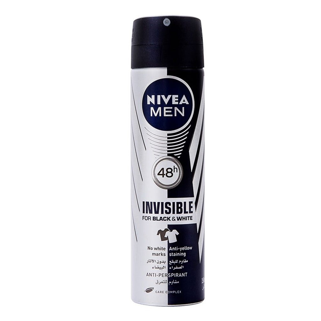 Nivea Men Invisible for Black and White Deodorant Spray 150 mL - Easy Pharmacy LLC