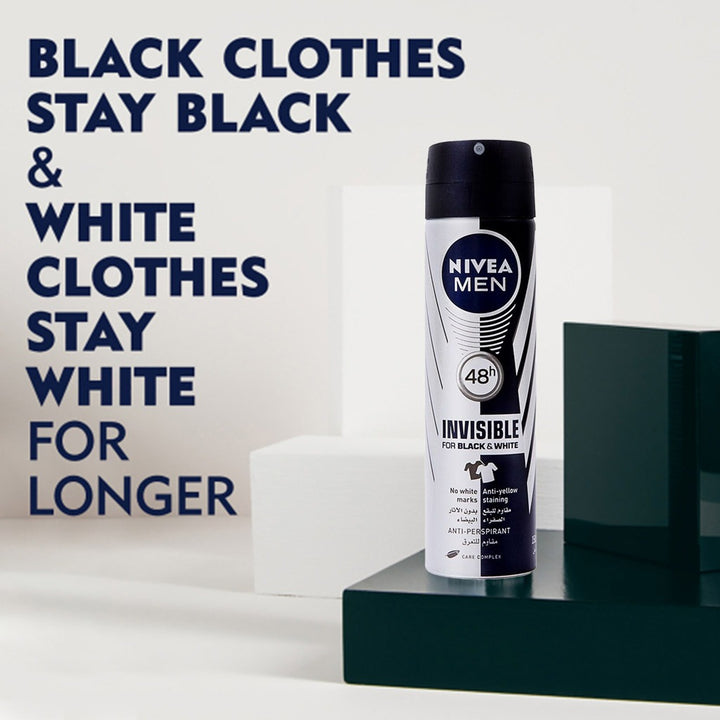 Nivea Men Invisible for Black and White Deodorant Spray 150 mL - Easy Pharmacy LLC