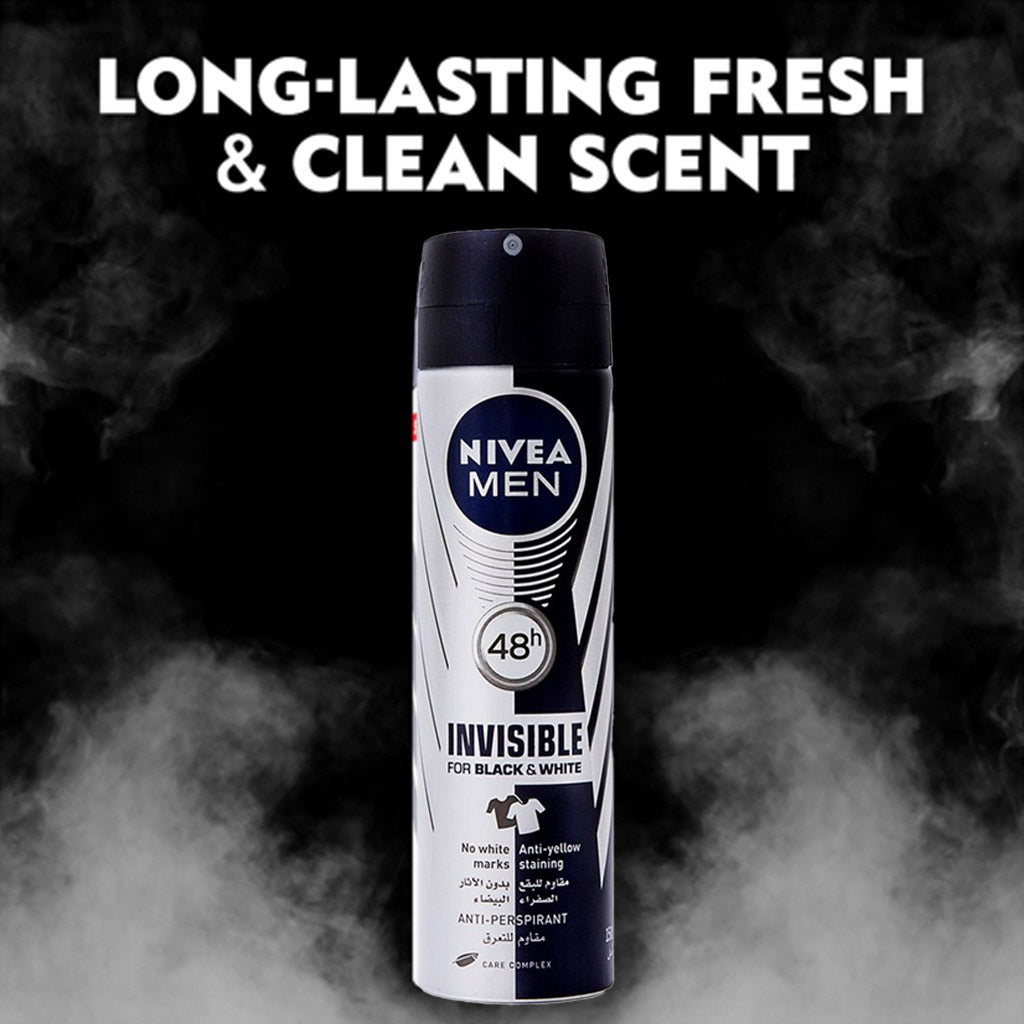 Nivea Men Invisible for Black and White Deodorant Spray 150 mL - Easy Pharmacy LLC
