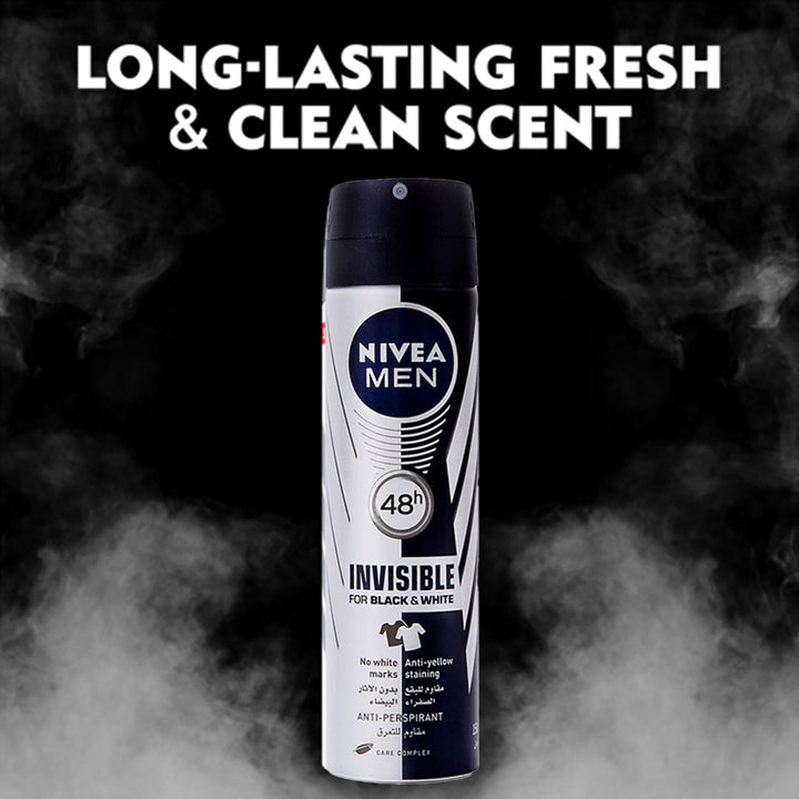 Nivea Men Invisible for Black and White Deodorant Spray 150 mL - Easy Pharmacy LLC