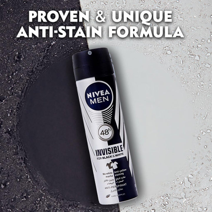 Nivea Men Invisible for Black and White Deodorant Spray 150 mL - Easy Pharmacy LLC