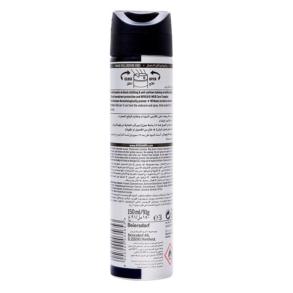 Nivea Men Invisible for Black and White Deodorant Spray 150 mL - Easy Pharmacy LLC