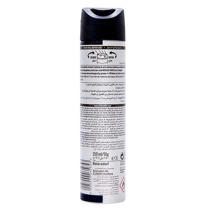 Nivea Men Invisible for Black and White Deodorant Spray 150 mL - Easy Pharmacy LLC