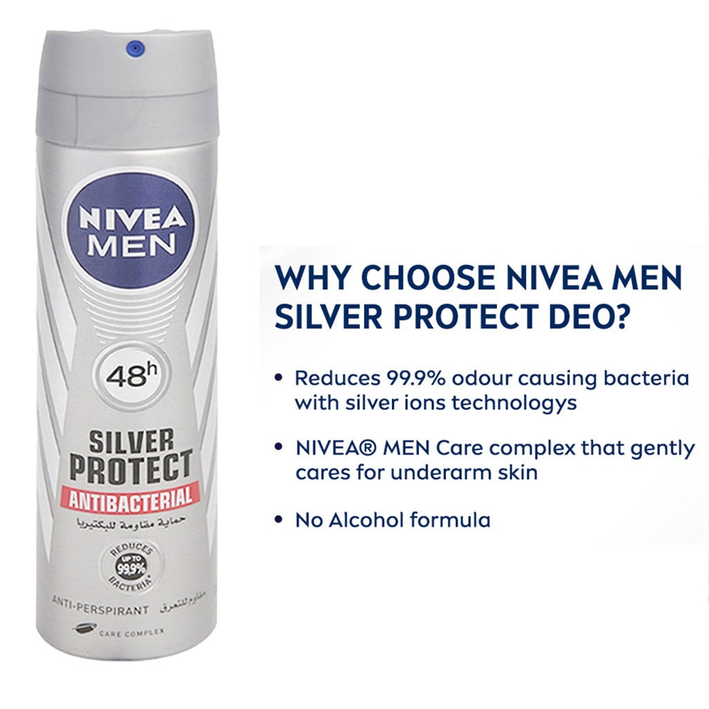 Nivea Men Silver Protect Spray 150 mL - Easy Pharmacy LLC