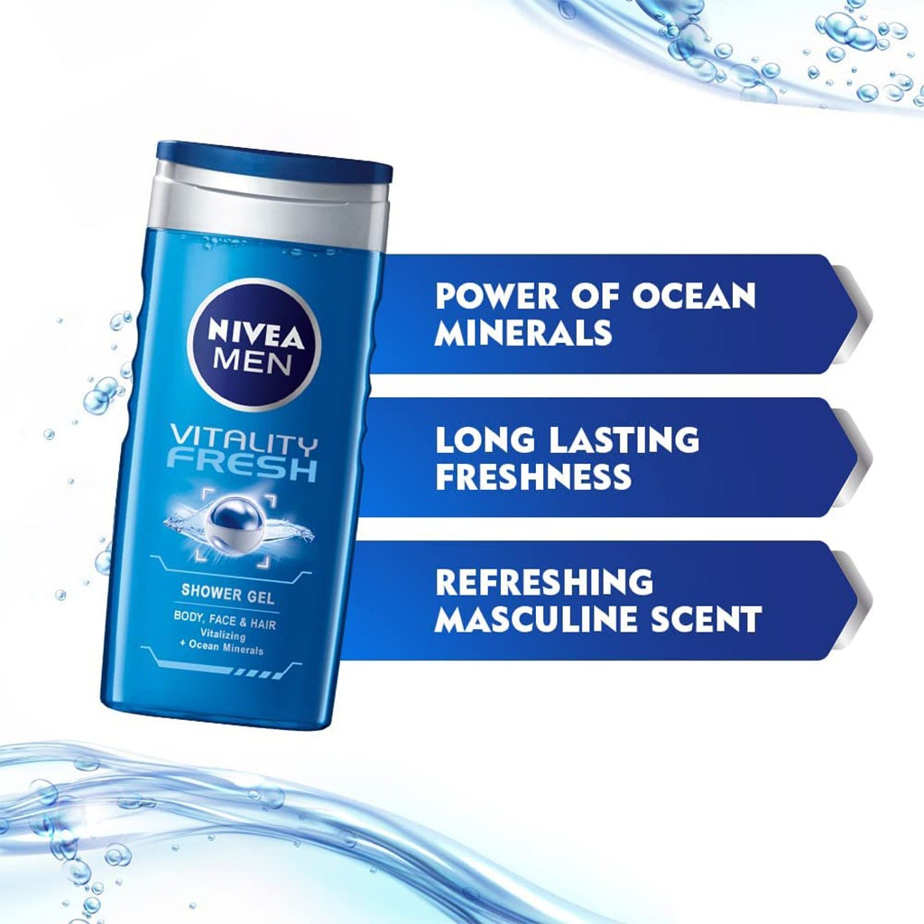 Nivea Men Vitality Fresh Shower Gel 250 mL - Easy Pharmacy LLC