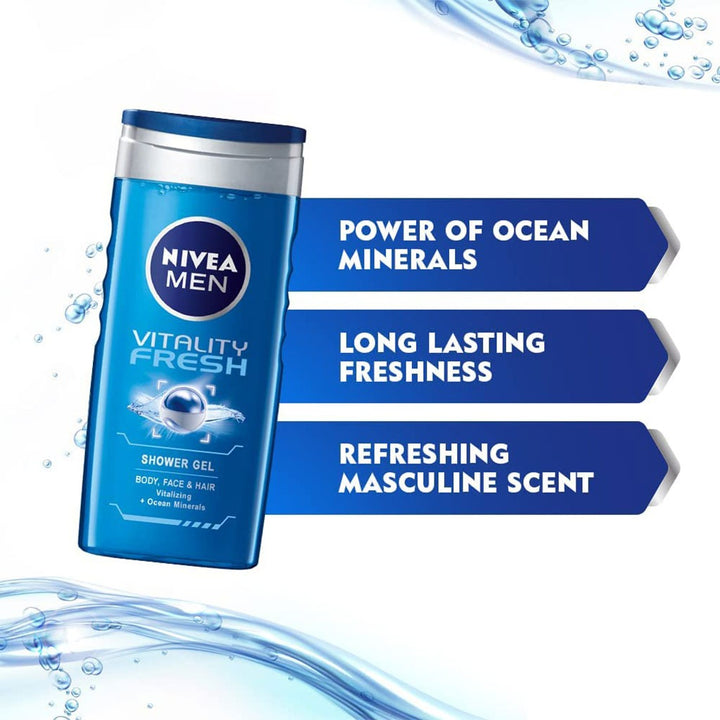 Nivea Men Vitality Fresh Shower Gel 250 mL - Easy Pharmacy LLC