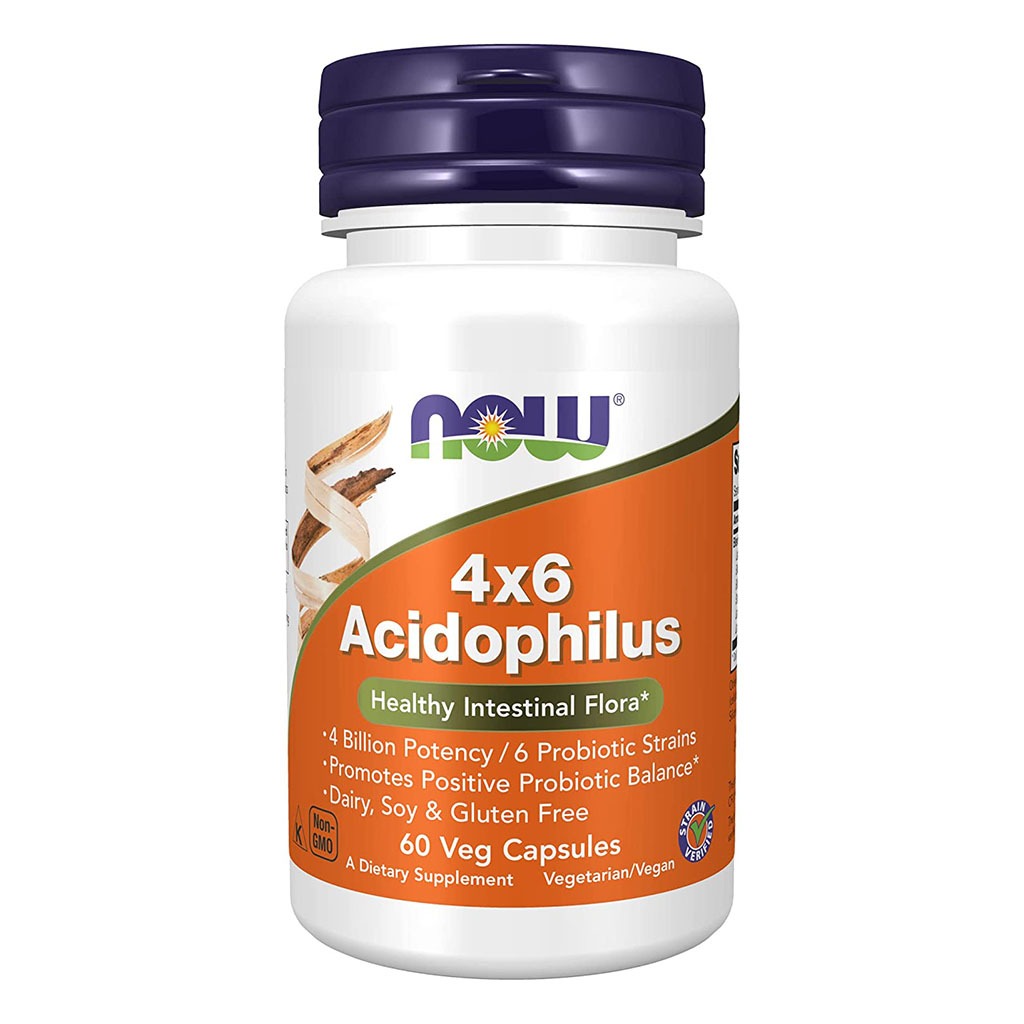 Now Acidophilus 4 x 6 Probiotic Capsules For Healthy Intestinal Flora, Pack of 60's - Easy Pharmacy LLC