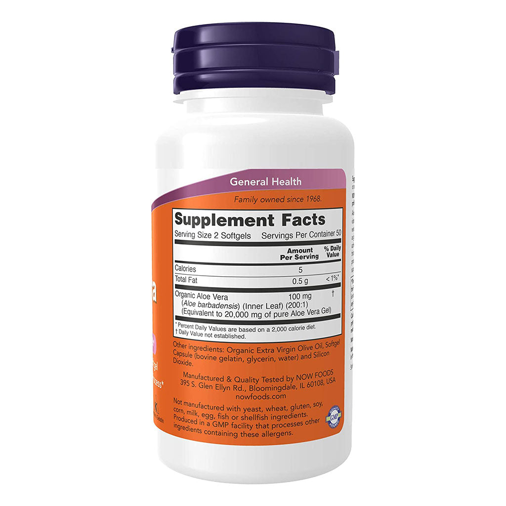 Now Aloe Vera Softgels For Digestive Health Support, Pack of 100's - Easy Pharmacy LLC