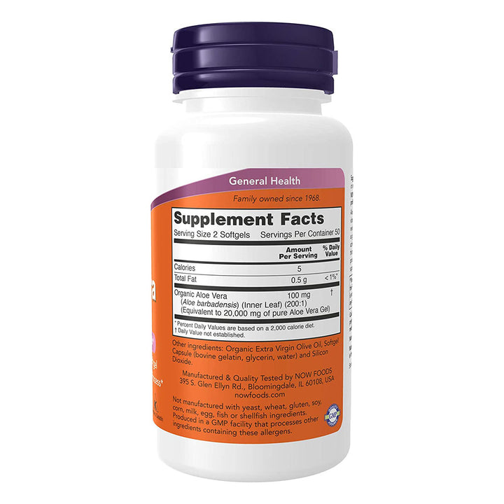 Now Aloe Vera Softgels For Digestive Health Support, Pack of 100's - Easy Pharmacy LLC