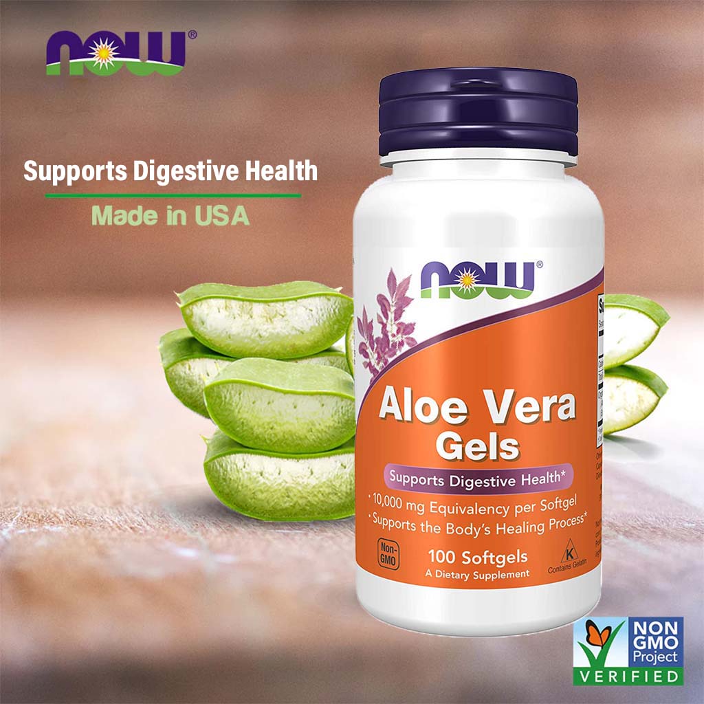 Now Aloe Vera Softgels For Digestive Health Support, Pack of 100's - Easy Pharmacy LLC