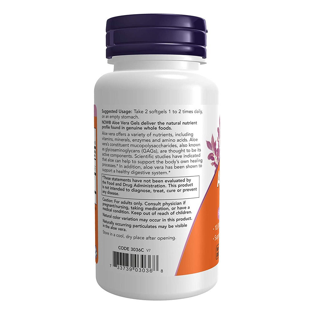 Now Aloe Vera Softgels For Digestive Health Support, Pack of 100's - Easy Pharmacy LLC