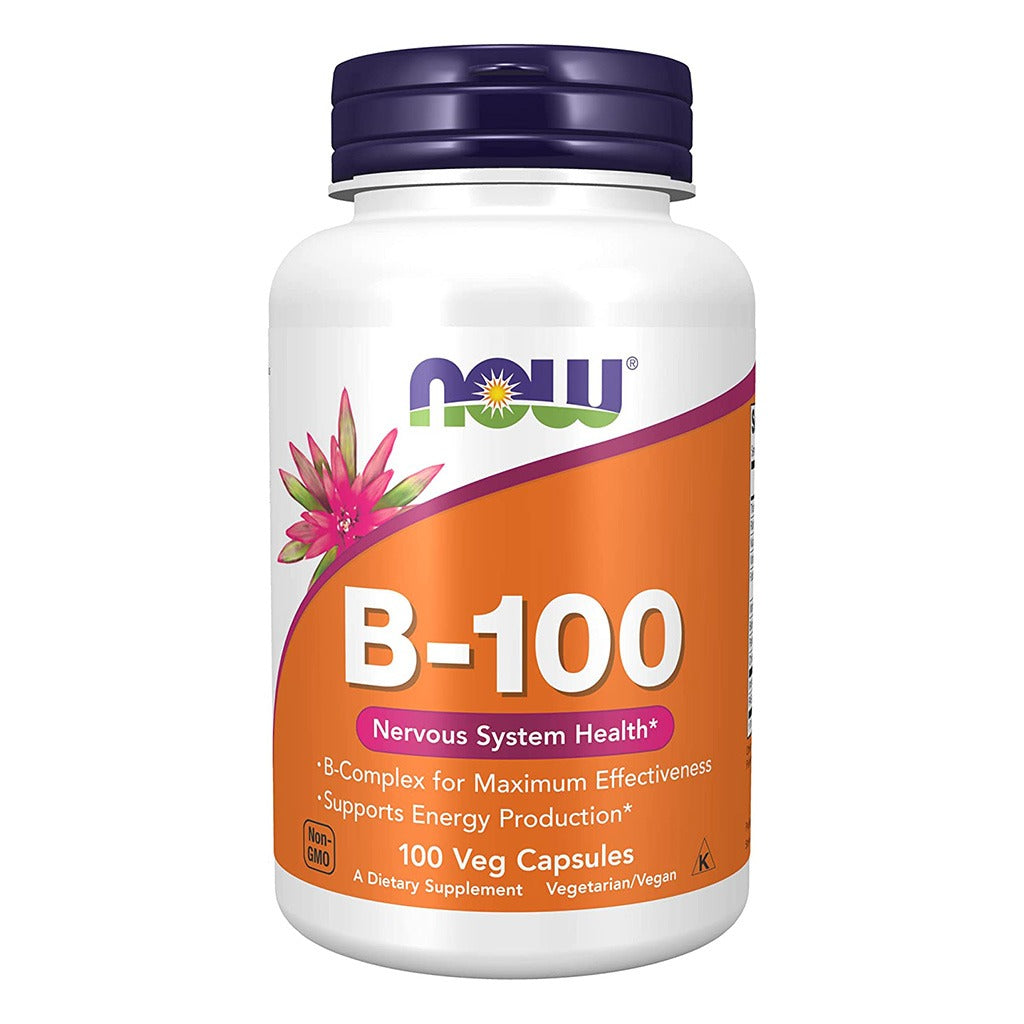 Now B-100 Vitamin B-Complex Capsules For Energy Production & Nervous System, Pack of 100's - Easy Pharmacy LLC