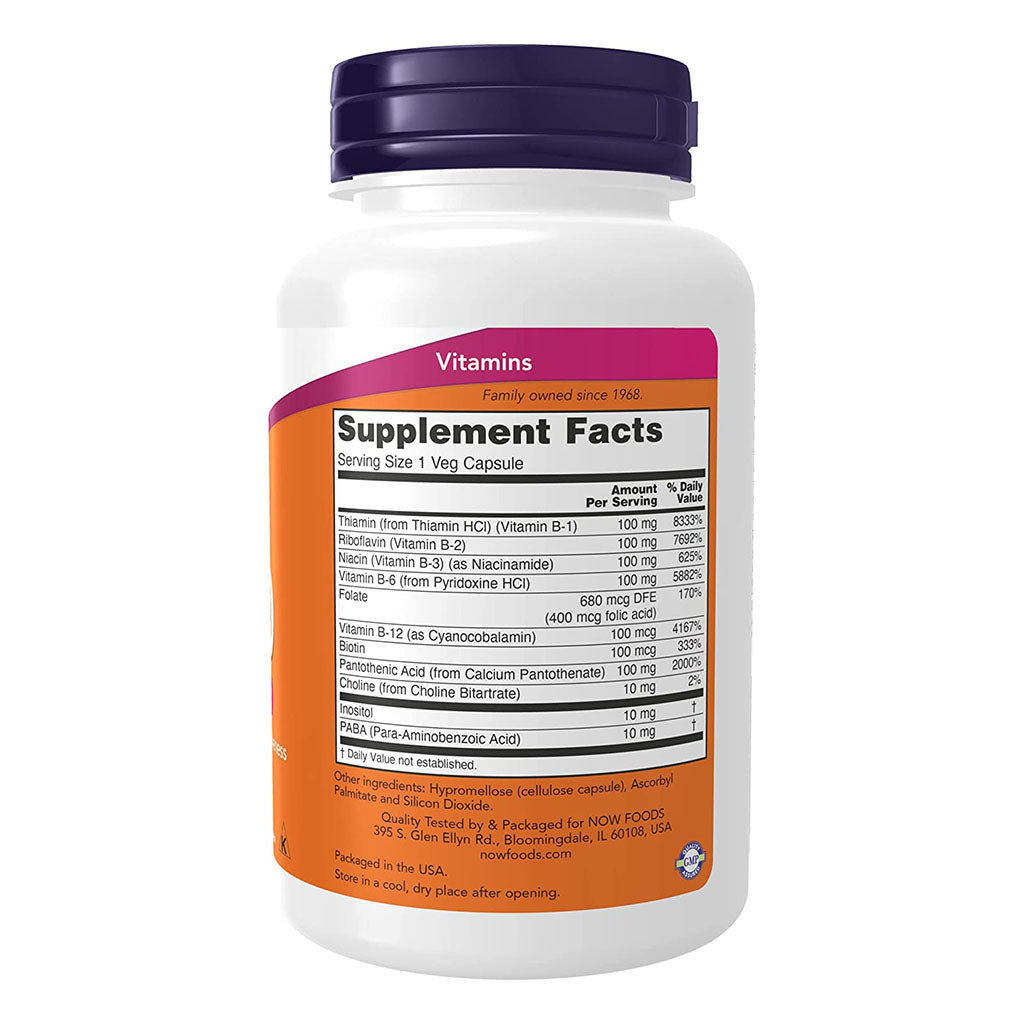 Now B-100 Vitamin B-Complex Capsules For Energy Production & Nervous System, Pack of 100's - Easy Pharmacy LLC
