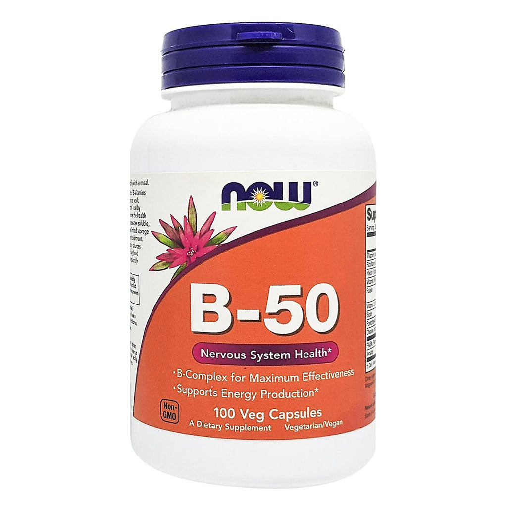 Now B 50 Vitamin B Complex Capsules For Energy Production & Nervous System, Pack of 100's - Easy Pharmacy LLC