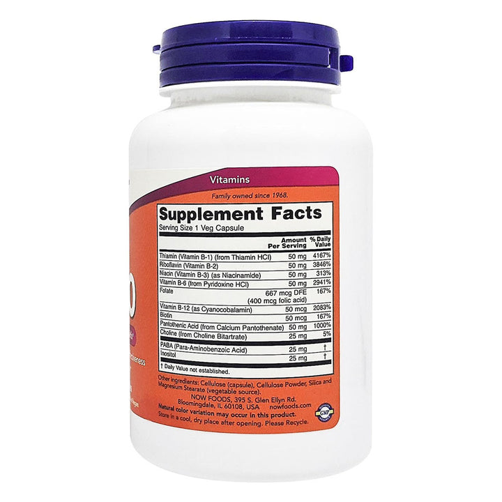 Now B 50 Vitamin B Complex Capsules For Energy Production & Nervous System, Pack of 100's - Easy Pharmacy LLC