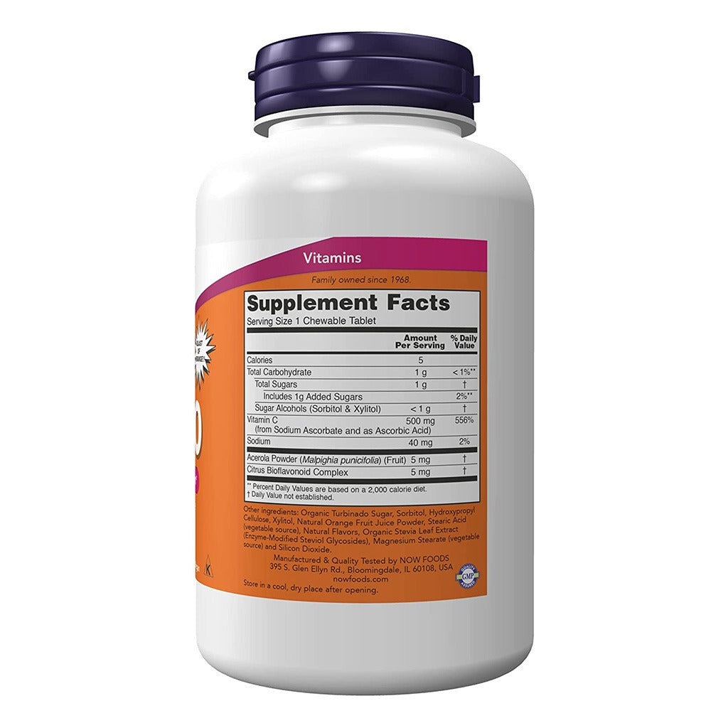 Now C-500 Vitamin C Chewable Tablet For Antioxidant Support, Pack of 100's - Easy Pharmacy LLC
