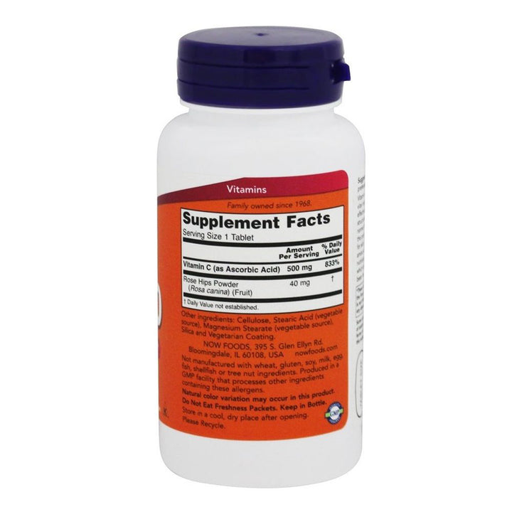 Now C-500 Vitamin C With Rose Hips Tablets For Antioxidant Support, Pack of 100's - Easy Pharmacy LLC