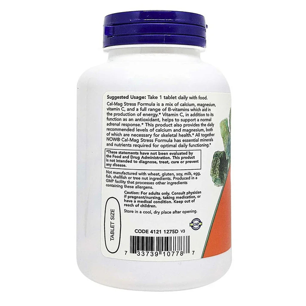 Now Cal-Mag Stress Formula With Calcium, Magnesium, Vitamin B-Complex & Vitamin C Tablets, Pack of 100's - Easy Pharmacy LLC
